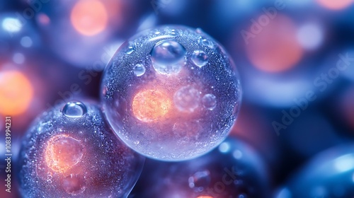 A close-up of glowing nuclear fuel pellets stored securely