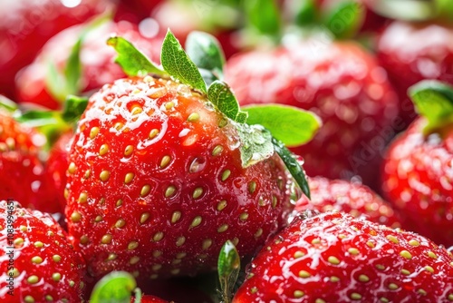 Wallpaper Mural Fresh Red Strawberries with Water Drops Torontodigital.ca