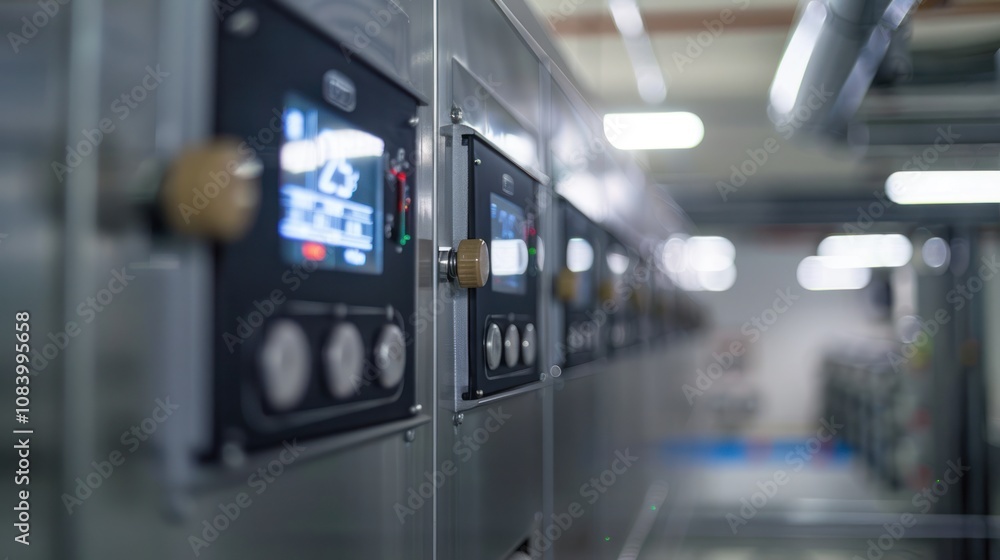 Fototapeta premium temperature control using air conditioning units, with digital displays showing settings