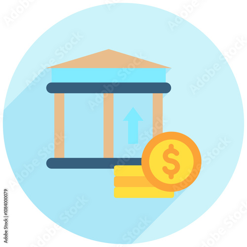 Bank Deposit rounded flat color icon. use for modern concept, print, UI, UX kit, web and app development. Vector EPS 10, related to money investment, finance, economy, business.