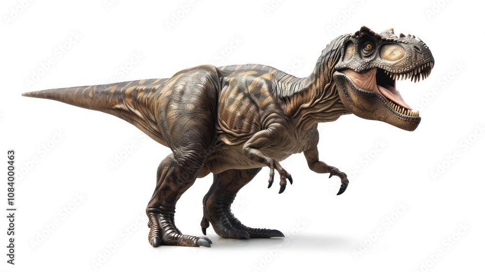 Fototapeta premium Tyrannosaurus rex, cartoon illustration of the dinosaur isolated on white background