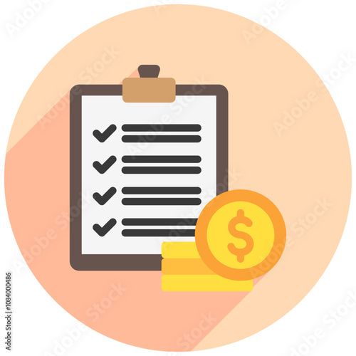 Financial Plan rounded flat color icon. use for modern concept, print, UI, UX kit, web and app development. Vector EPS 10, related to money investment, finance, economy, business.