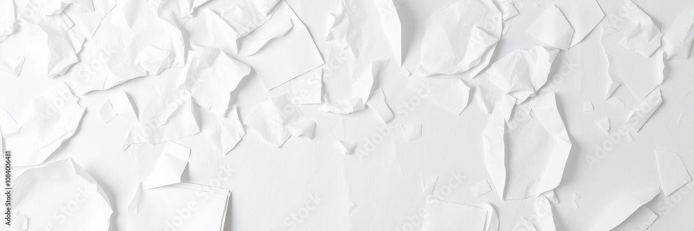 Fototapeta premium Crumpled white paper with creases and folds, design, vintage