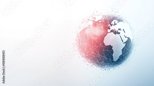 Futuristic Global Network Concept Illustrating Connectivity and Technology with a Digital Globe Representing Data Exchange and Communication Across Continents