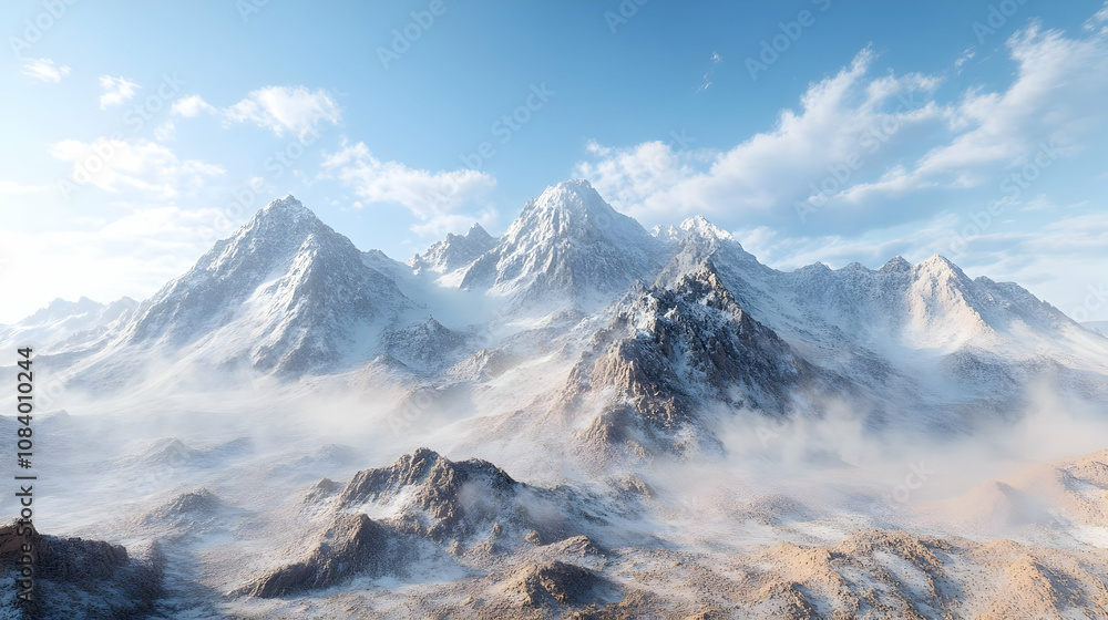 Obraz premium Snowy Mountain Range 3D Render
