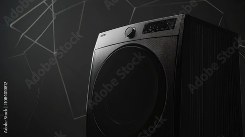 Unlabelled Washing Machine on Minimal Dark Geometric Technology Background photo