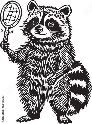 funny illustration of raccoon with mirror