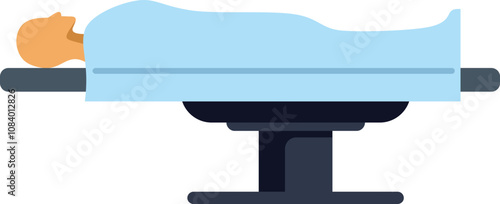 Patient is lying on a medical gurney, awaiting treatment or surgery in a hospital operating room