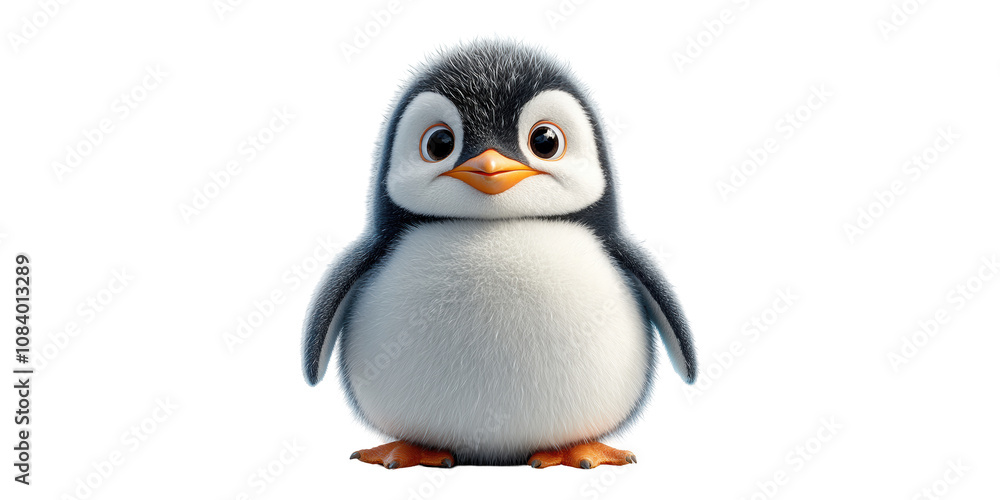 Fototapeta premium Adorable Penguin Standing Isolated on Transparent Background