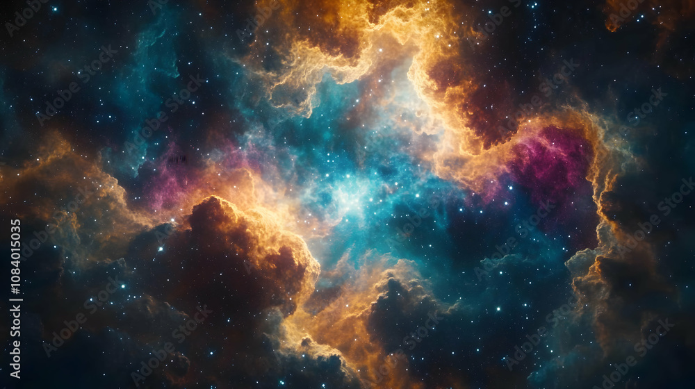 Fototapeta premium Cosmic Nebula: An Abstract Space Background Illustration