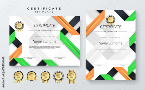 Modern Certificate Template With Decorative Elements. Perfect for Recognition, Achievement Awards, and Corporate Presentations