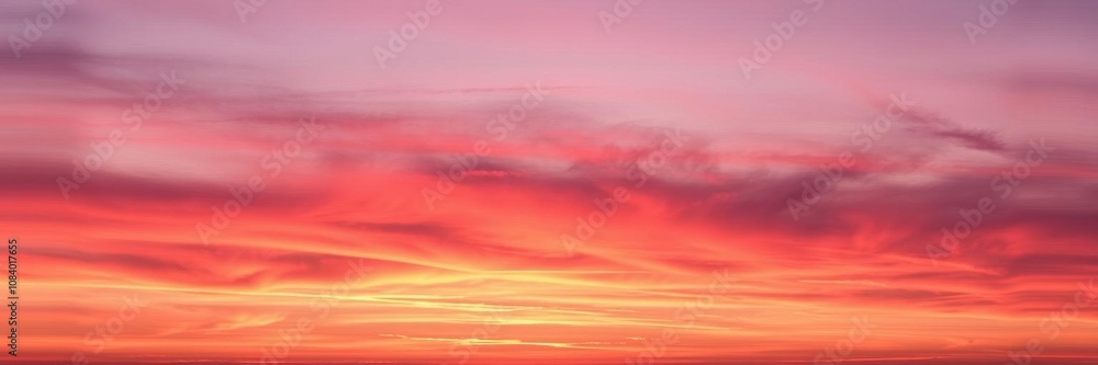 Fototapeta premium Vibrant hues of orange, pink, and purple in a dramatic sunset sky, vivid, tranquil