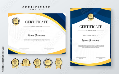 Colorful modern elegant colorful certificate template with geometric shape. For background, banner, achievement, diploma, award, graduation, and appreciation