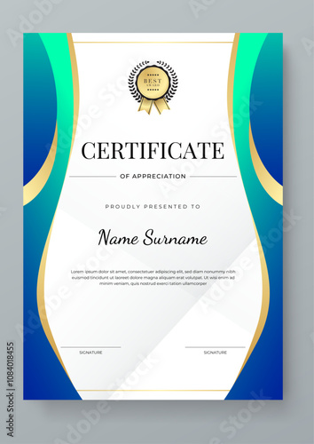 Colorful Certificate of Appreciation Design with Geometric Shapes