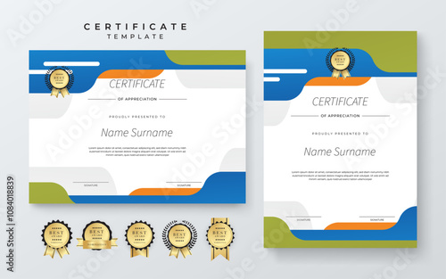 Modern Certificate Template With Decorative Elements. Perfect for Recognition, Achievement Awards, and Corporate Presentations