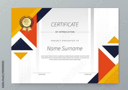 Colorful Certificate of Appreciation Design with Geometric Shapes