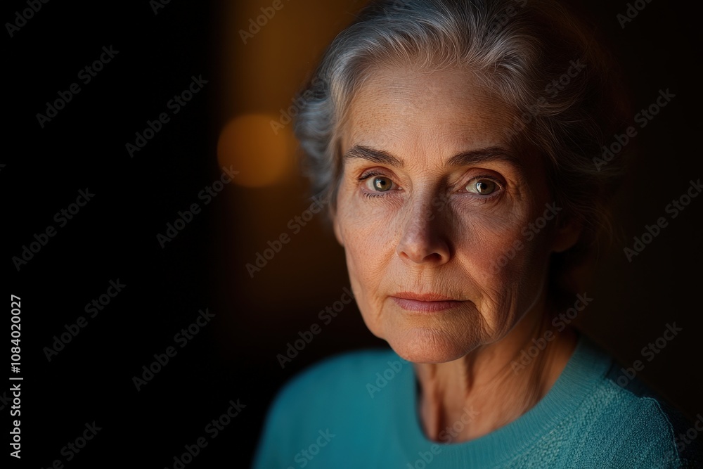 Obraz premium portrait of a thoughtful older woman with gray hair and expressive eyes