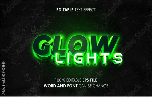 Editable Neon Glow Text Effect - Customizable EPS File for Eye-Catching Designs