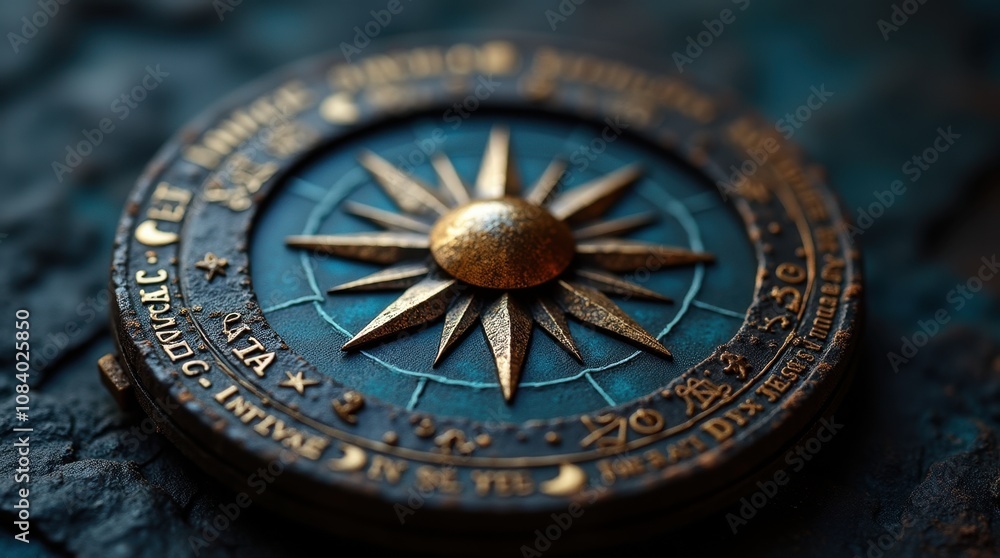 Fototapeta premium Mystical Compass with Celestial Symbols