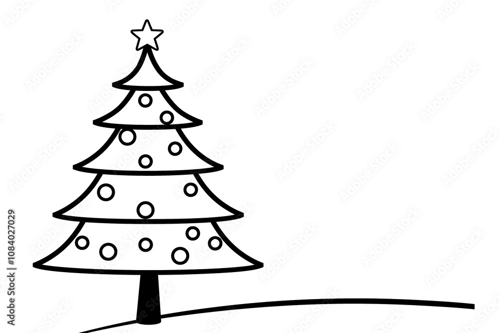 Fototapeta premium Simple Christmas tree coloring page for kids