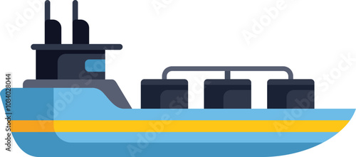 Large cargo ship carrying containers is sailing across the water