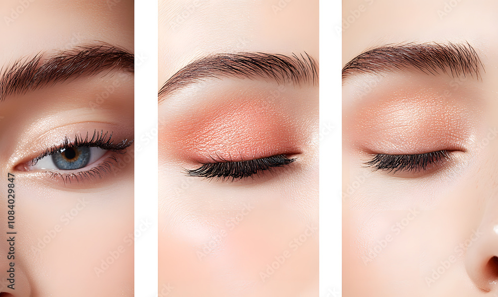 Fototapeta premium Elegant High-Fashion Beauty Portraits with Radiant Skin, Glamorous Makeup, and Luxurious Skincare Glow.