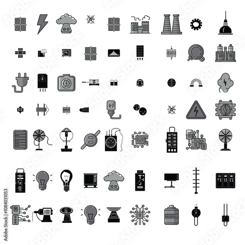 Multiple electrical icon design. Electronics element icon design