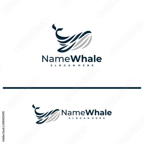 Oceanic Giant Whale logo vector illustration. Whale fish logo design concept template