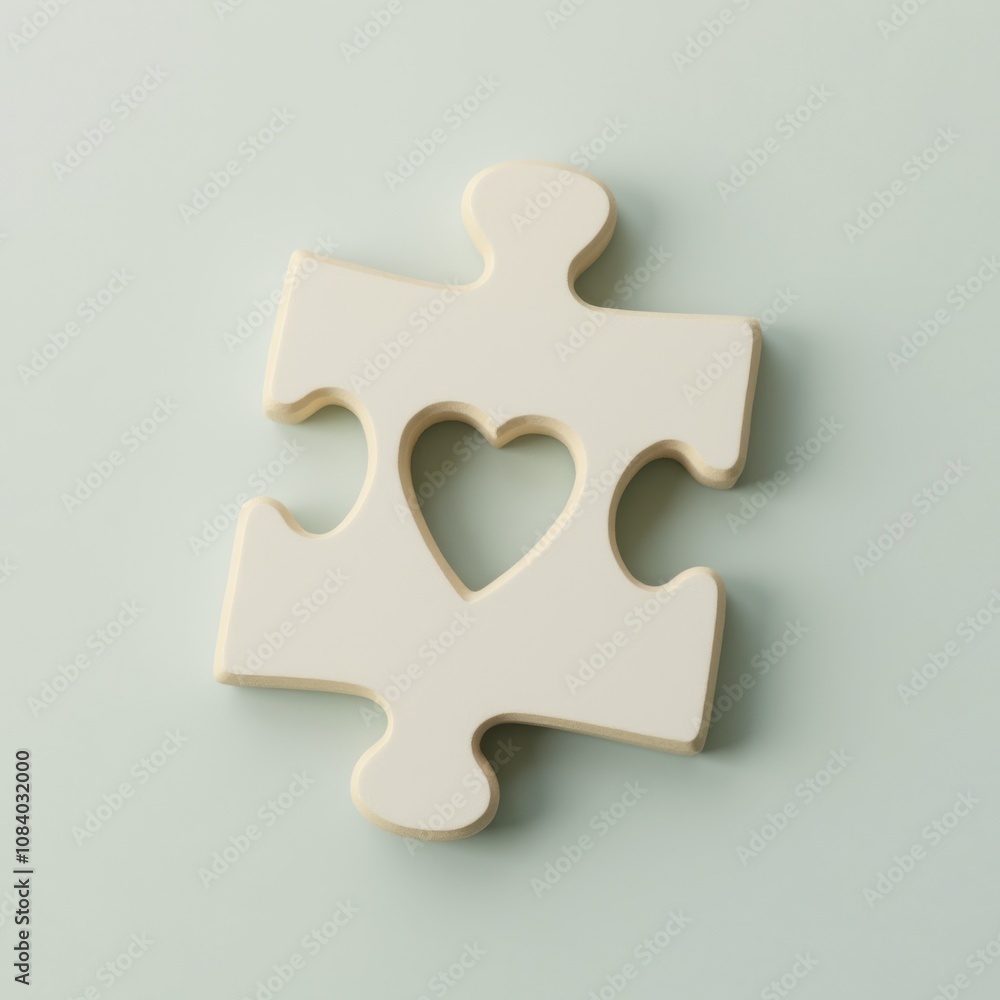 Fototapeta premium Symbolic Puzzle Piece with Heart Cutout