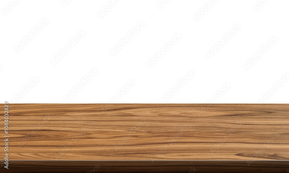 Fototapeta premium empty wooden table front view isolated PNG transparent.