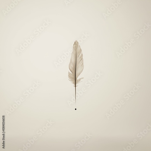 Delicate Feather with Ink Drop photo