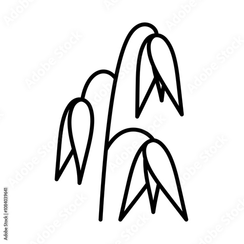 Oat, line icon. Oat spikelets, linear illustration of cereals plant. Bread, nutrition, plant milk, carbs or agriculture. Editable stroke, thin line, simplicity style. 