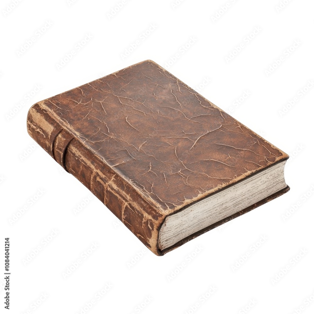 Obraz premium A textured, vintage leather-bound book with a worn appearance, symbolizing history, knowledge, and timeless literature.
