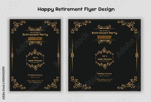 Happy retirement party invitation flyer design 