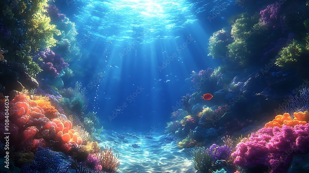 Fototapeta premium Underwater coral reef exploration ocean nature scene vibrant colors serene environment