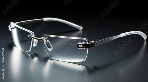 A photo of a pair of rimless eyeglasses photo