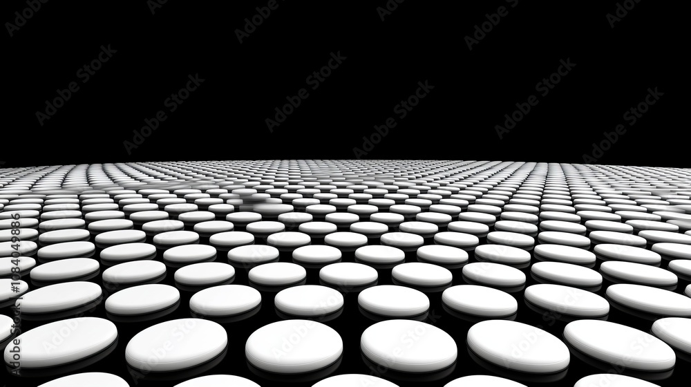 Obraz premium Abstract Black and White 3D Pattern Geometric Shapes White Circles on Black Background