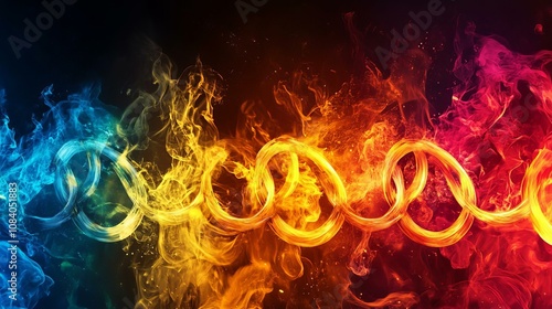Dynamic Flames: A Vivid Celebration of Colorful Energy and Fluid Motion