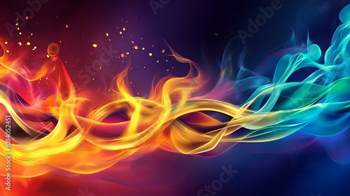 Dynamic Waves of Color: An Ethereal Exploration of Movement and Light in Abstract Art