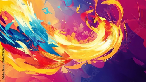 Dynamic Abstract Art with Vibrant Colors Expressing Emotional Energy