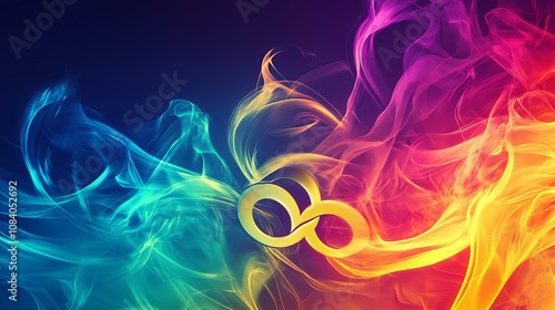Dynamic Abstract Visualization of Colors and Infinity Symbol in Ethereal Smoke