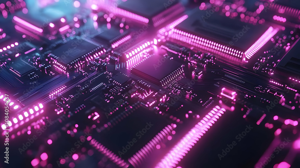 Obraz premium Abstract 3D Circuit Board Illustration