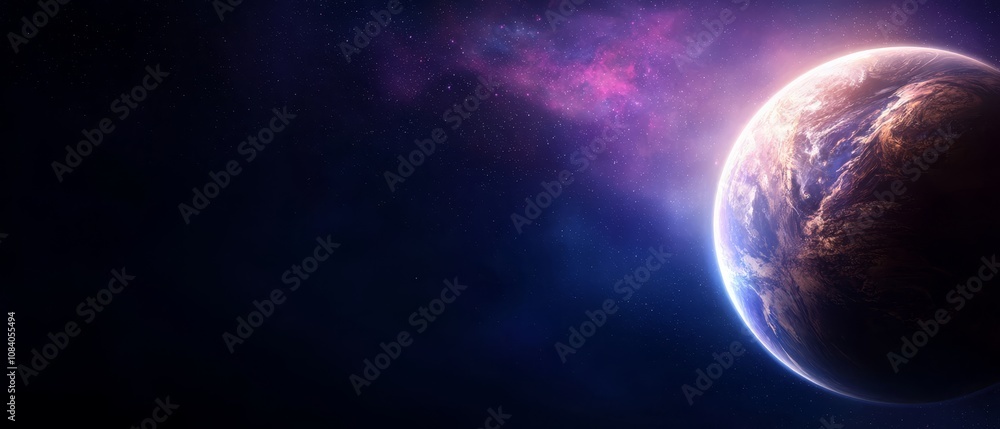Obraz premium A view of the earth from space with stars in the background