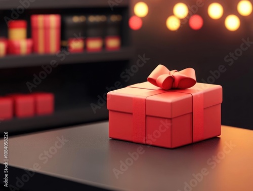 A beautifully wrapped red gift box with a ribbon, perfect for celebrations.