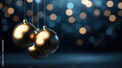 Elegant hanging ornaments with soft bokeh background for festive celebrations.