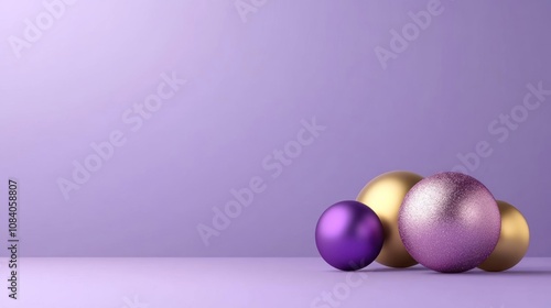 Colorful shiny spheres on a soft purple background, perfect for creative design projects.
