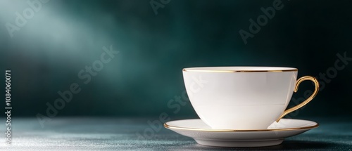 Wallpaper Mural A white cup and saucer sitting on top of a table Torontodigital.ca