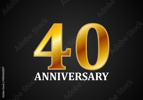 Aniversario de 40 años en texto dorado sobre fondo negro