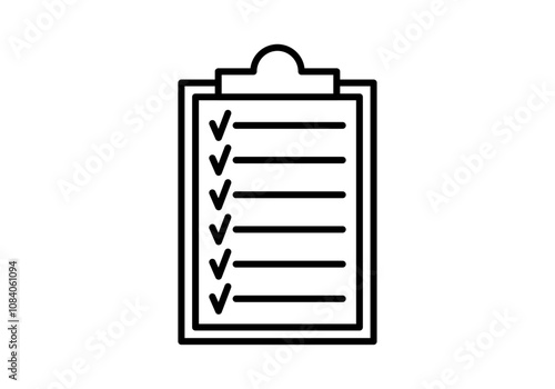 Icono negro de portapapeles con lista y tic afirmativo