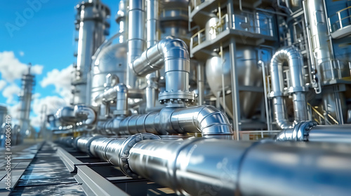 Wallpaper Mural Oil refinery factory, complicated machinery full of steel pipes, oil and gas installation Torontodigital.ca